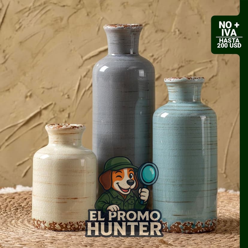 Juego de 3 jarrones de cerámica decorativos para el hogar.