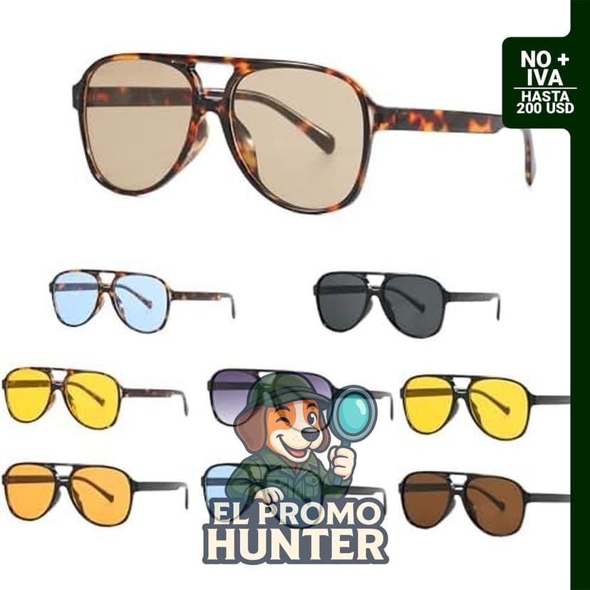 Paquete de 9 gafas de sol estilo aviador retro con protección UV400, marco grande.