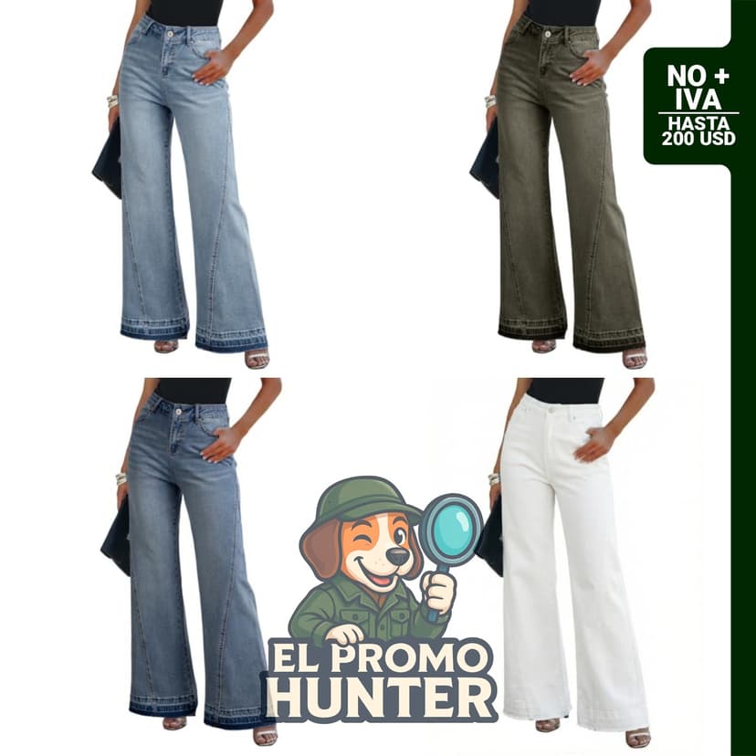 Jeans Dokotoo para mujer, de cintura alta, pierna ancha, con bolsillos y dobladillo sin procesar.