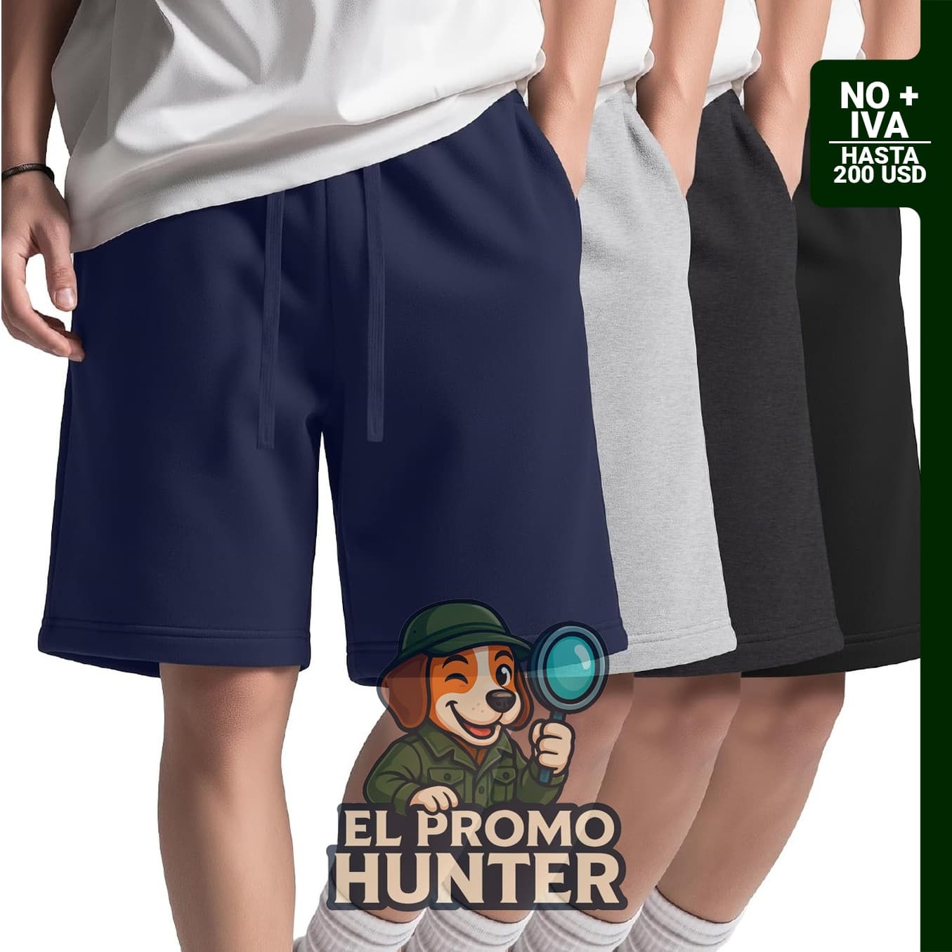 Paquete de 4 pantalones cortos deportivos para niños y adolescentes, talla de 6 a 16 años, con cintura elástica y cordón ajustable.