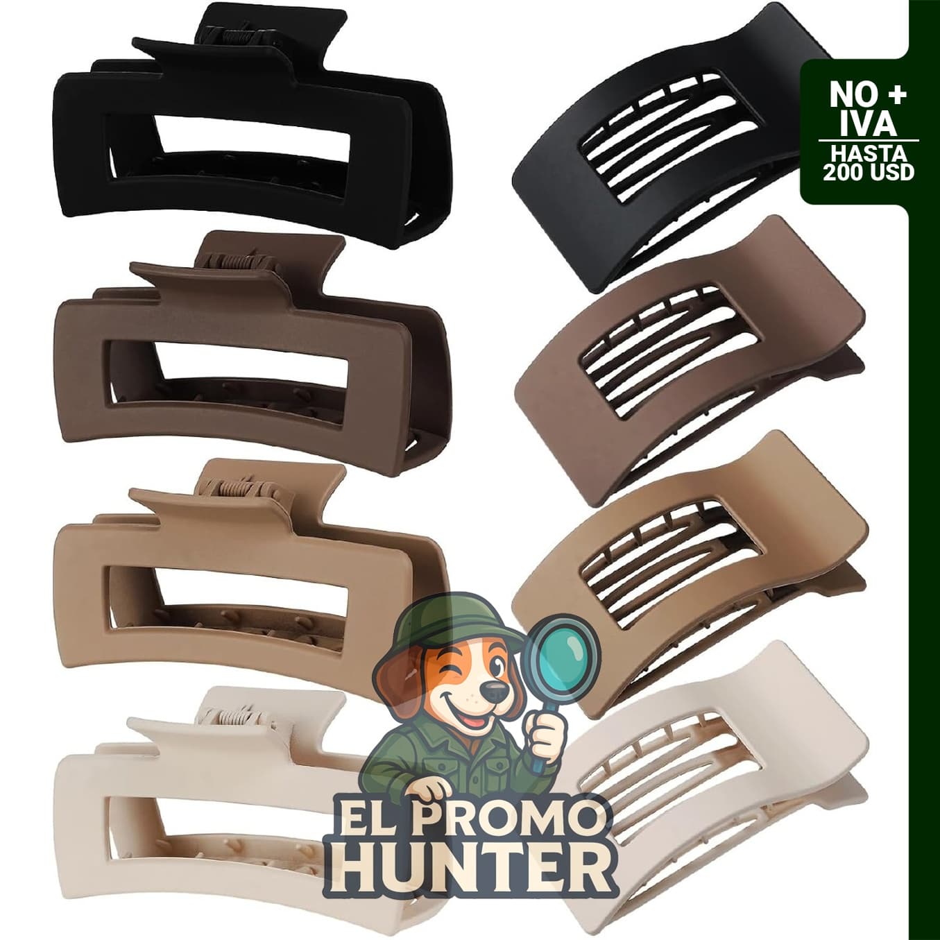 Paquete de 8 pinzas para el cabello, 2 estilos grandes, antideslizantes, para cabello rizado y fino.