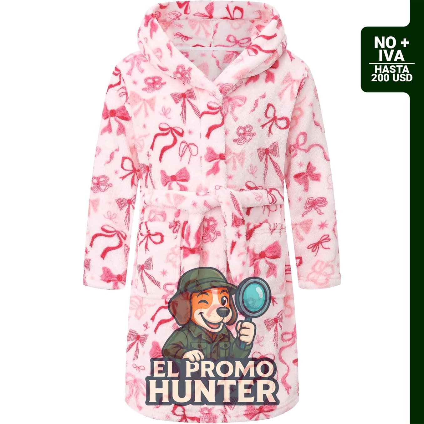 Bata de baño de felpa suave con capucha para niñas de 2 a 16 años.