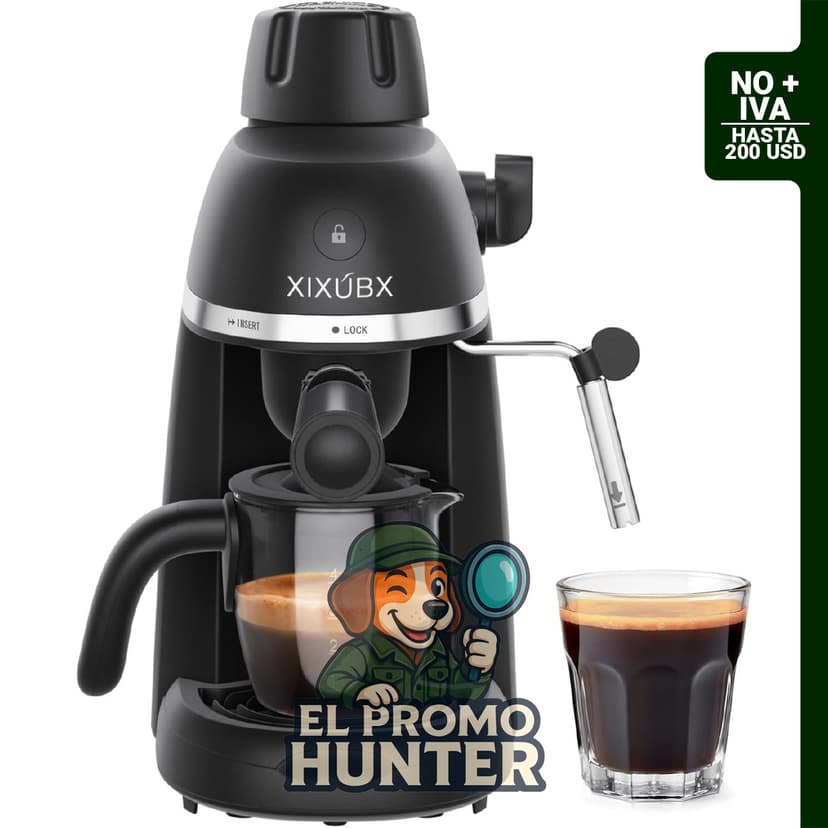 Máquina de café expreso y capuchino, 3.5 bar, 800W, con varita de vapor y taza Tritan.