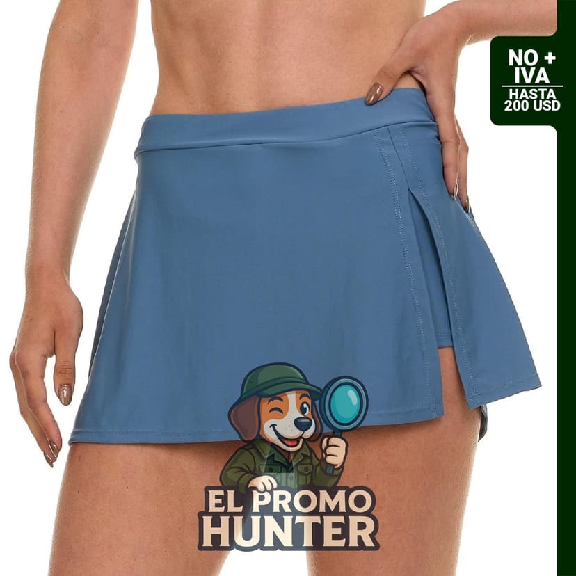 Falda de natación Reebok para mujeres con forro de shorts, diseñada para actividades acuáticas.