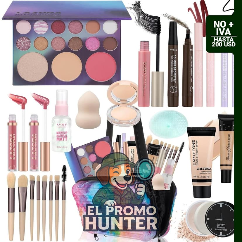Kit de maquillaje para adolescentes, incluye varios cosméticos y accesorios.