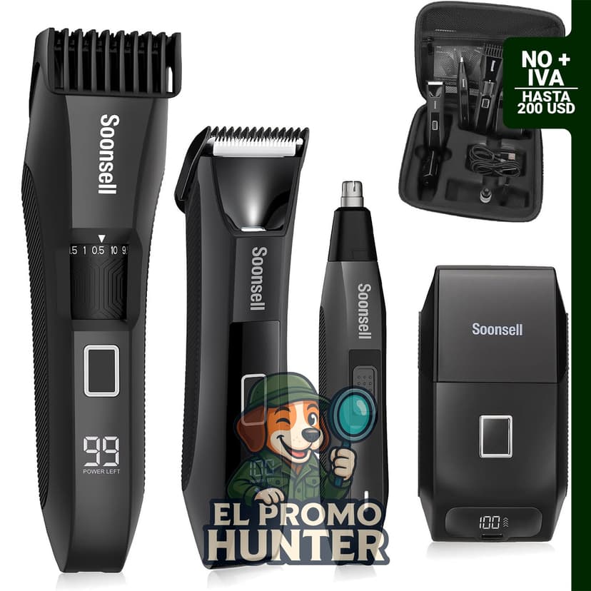 Cortadora de barba y maquinilla de afeitar eléctrica 4 en 1, impermeable, con pantalla LED.