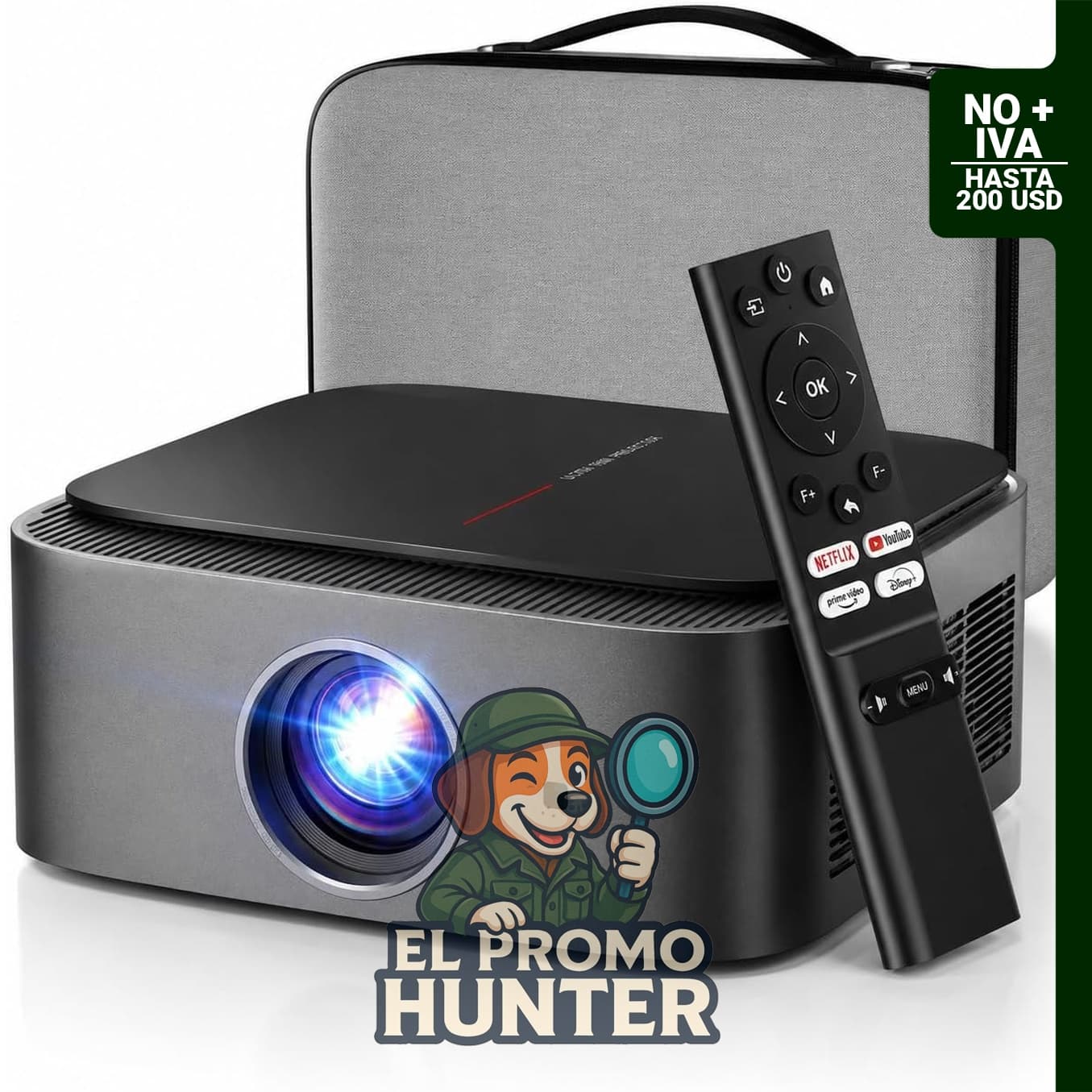 Proyector inteligente nativo 1080P con WiFi 6 y Bluetooth, incluye Keystone automático y aplicaciones de transmisión.