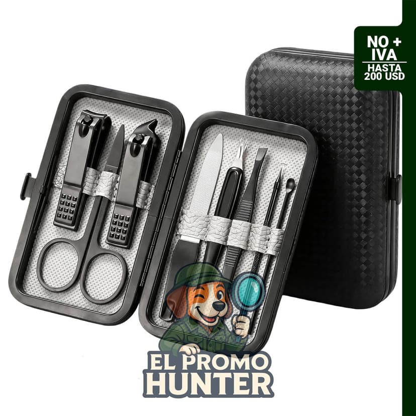 Juego de cortaúñas de 8 piezas con estuche de viaje para manicura y pedicura.