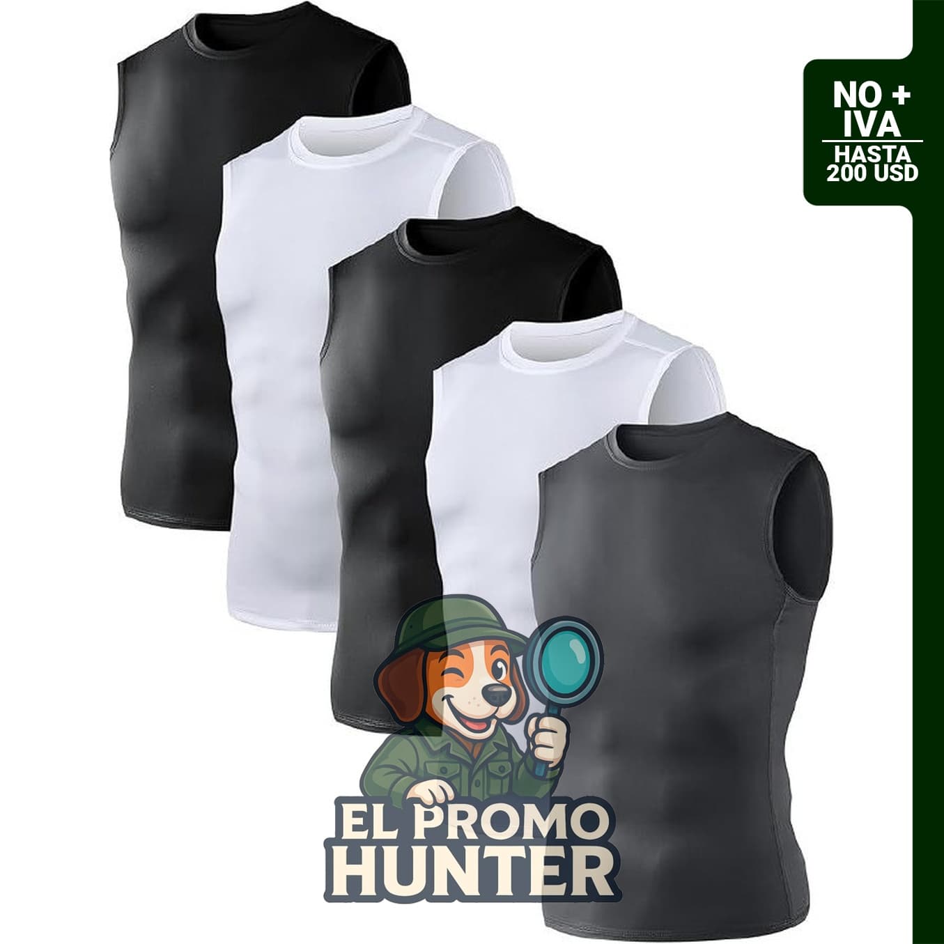 Paquete de 5 camisetas de compresión atléticas para hombre, sin mangas, capa base para entrenamiento deportivo.