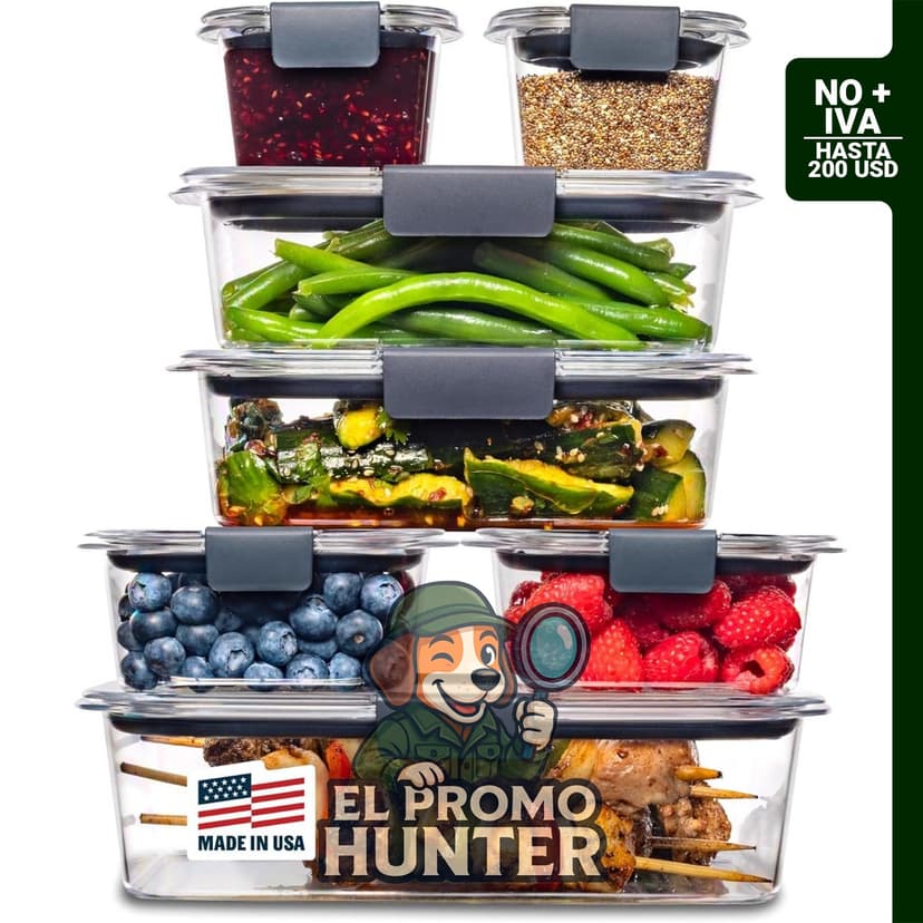 Contenedores de almacenamiento de alimentos Rubbermaid Brilliance, 14 piezas, plástico sin BPA, a prueba de fugas.