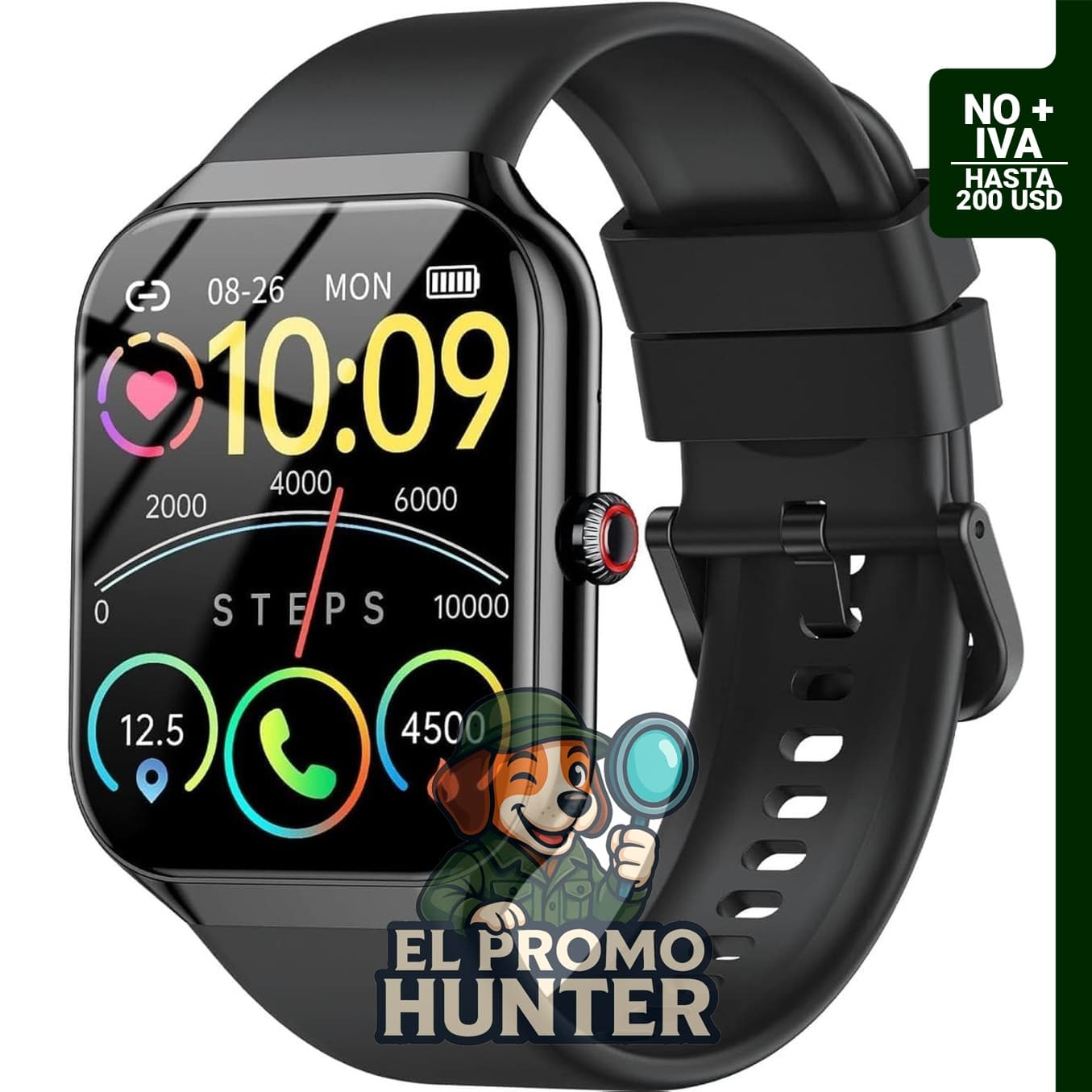 Reloj inteligente Fempoin de 1.96", resistente al agua IP68, con monitor de frecuencia cardíaca y sueño.