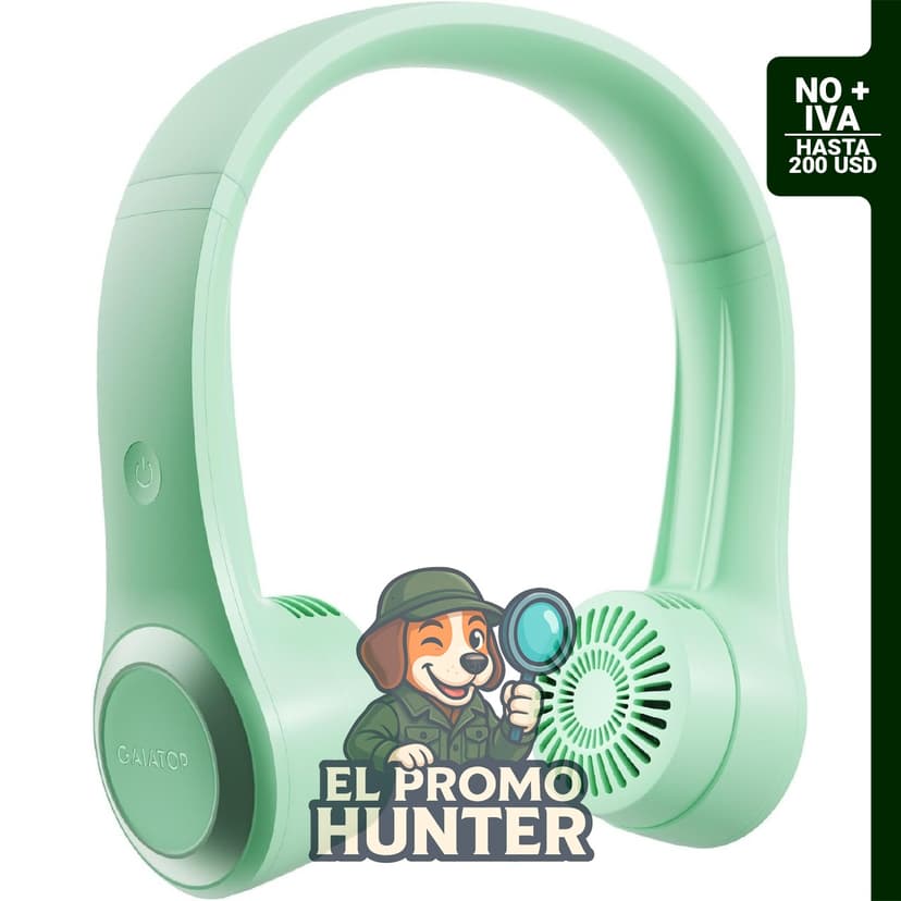 Ventilador de cuello portátil Gaiatop, 4000 mAh, recargable, sin aspas, 3 velocidades, giro de 70°.