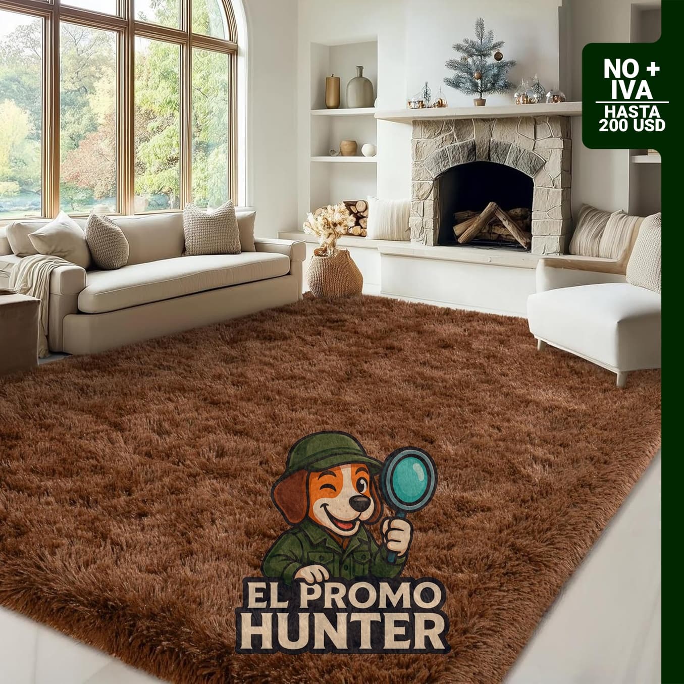 Alfombra marrón de 5 x 7 pies (152 x 213 cm), antideslizante, adecuada para sala de estar y dormitorio.