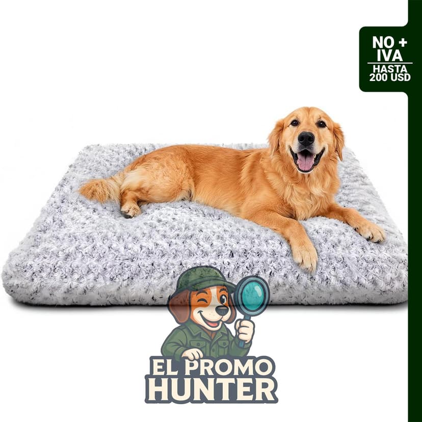 Cama para perros grande, lavable y duradera, 35 x 23" (89 x 58 cm), color gris claro.