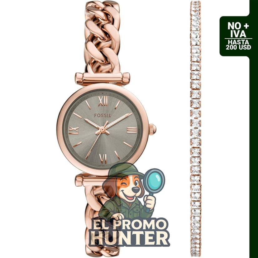 Reloj de cuarzo Fossil Carlie de acero inoxidable con tres manecillas para mujer.