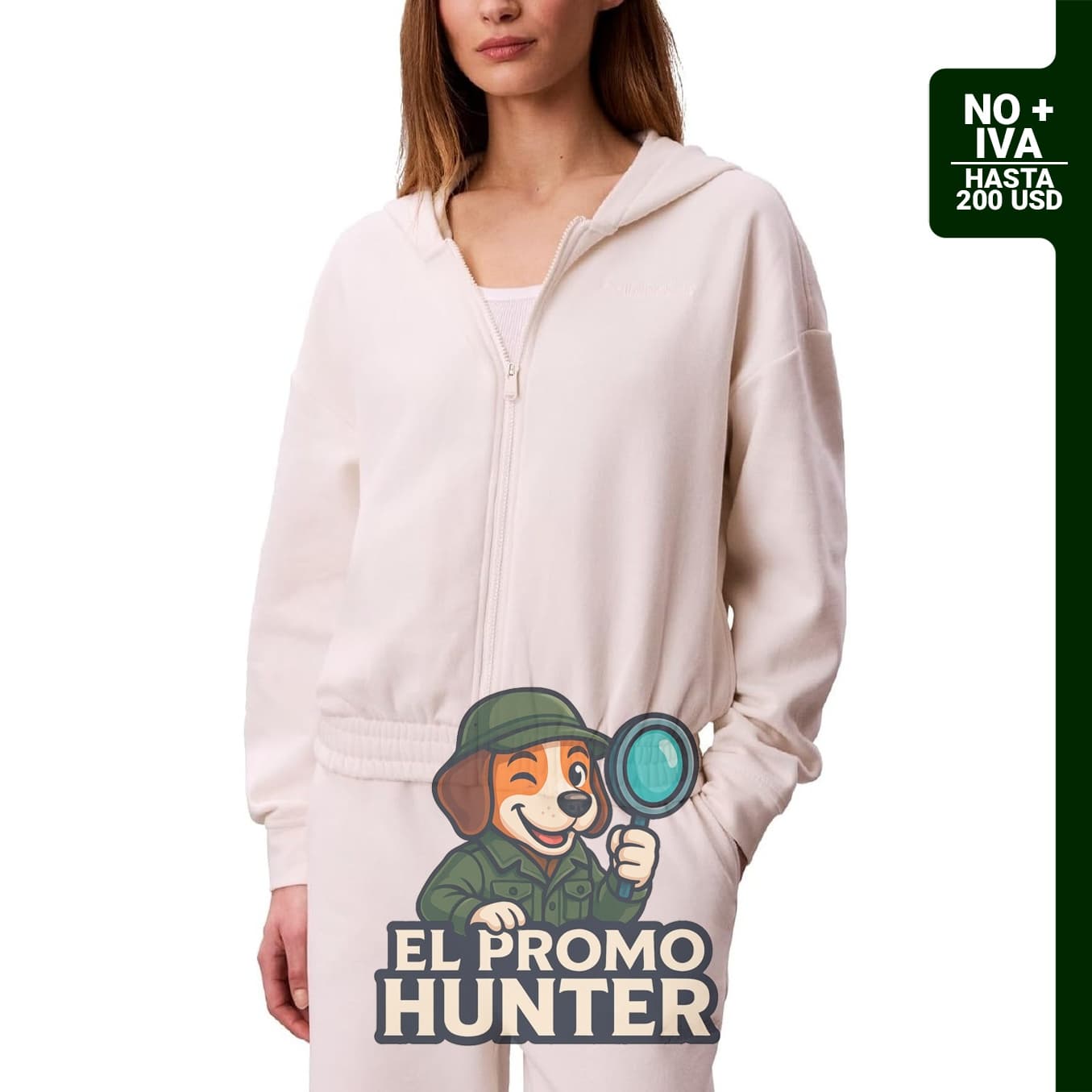 Sudadera con capucha y cremallera de rizo francés cepillado para mujer.