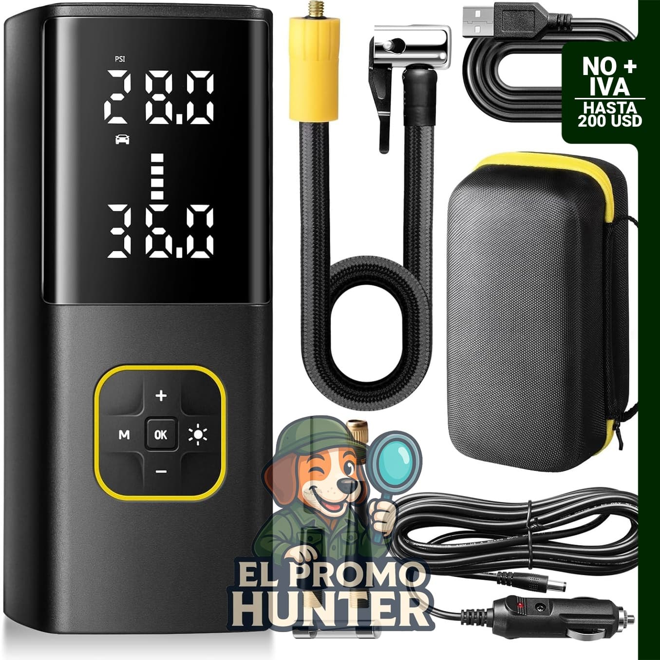 Inflador de neumáticos recargable Zune Lotoo, compresor de aire portátil para coches, 150 PSI, inalámbrico.