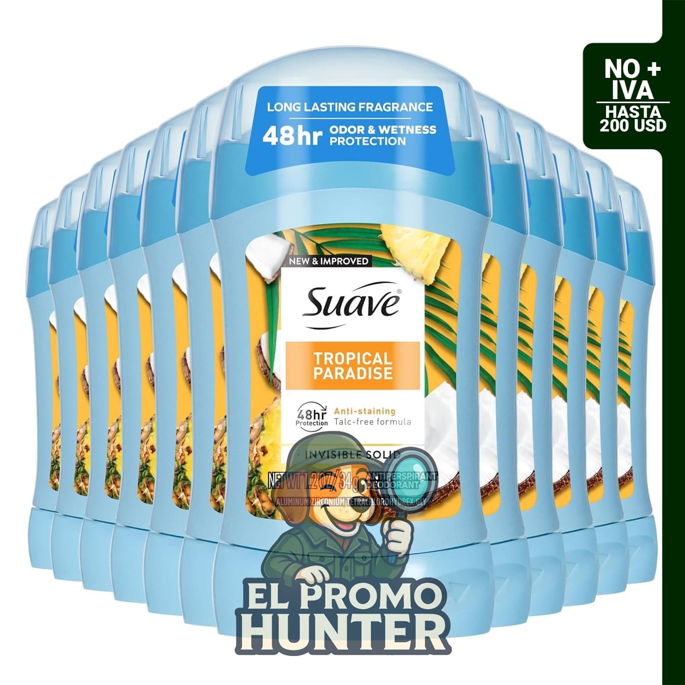 Desodorante antitranspirante en barra para mujeres, 1.2 oz (34 g) por unidad, paquete de 12.