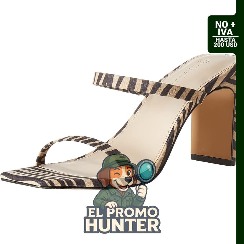 Sandalias de tacón de 7,6 cm con puntera cuadrada para mujer, marca The Drop.