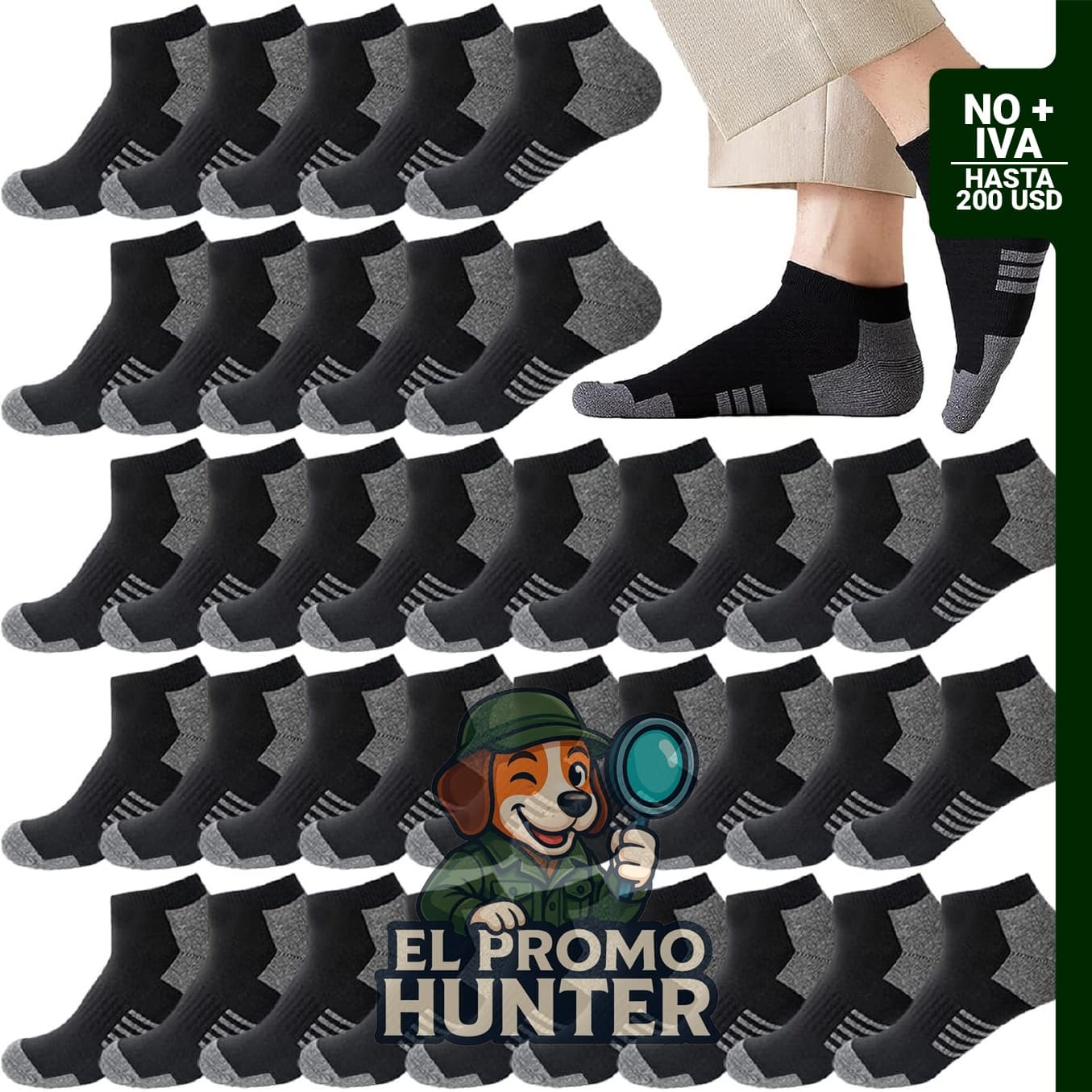 Paquete de 12 pares de calcetines tobilleros para hombre, delgados y transpirables.