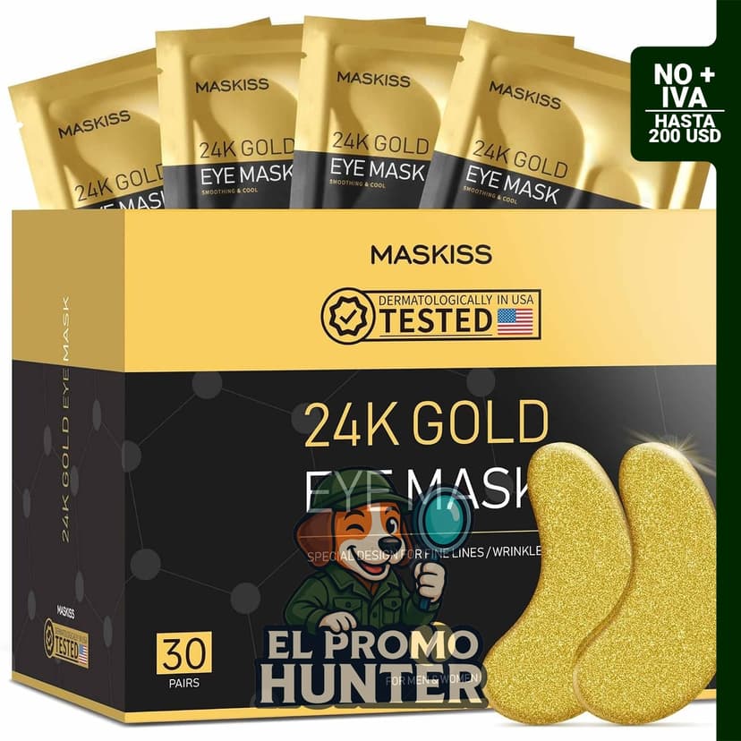 Parches de oro de 24 quilates para debajo de los ojos (30 pares), con colágeno para el cuidado de la piel.