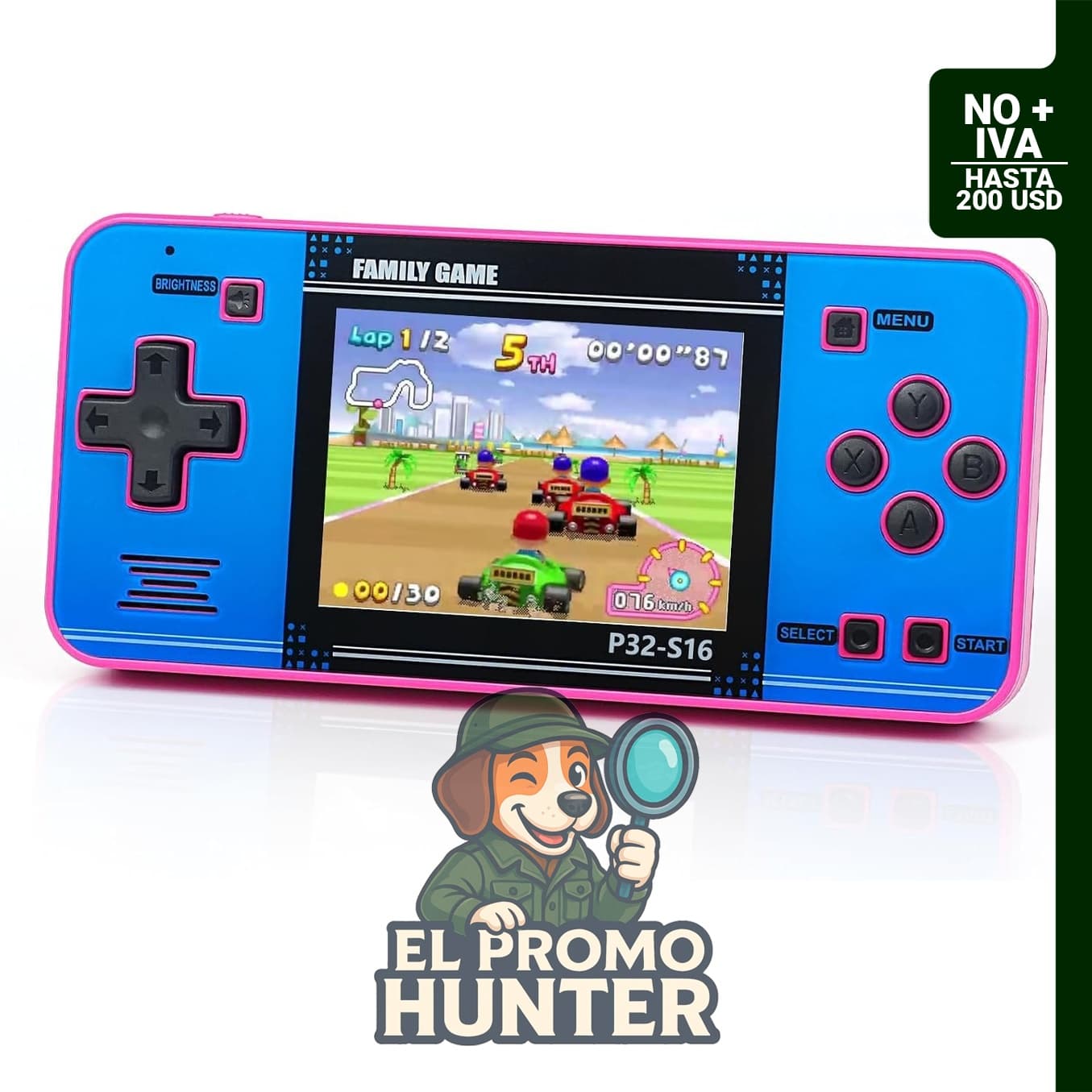 Consola portátil para niños con 220 videojuegos de 32 bits, pantalla IPS de 3.0", recargable.