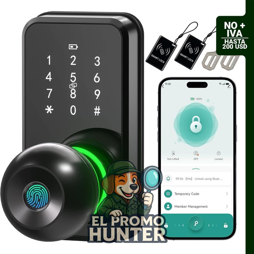 Cerradura de puerta inteligente LinkThai con huella dactilar y teclado táctil, compatible con control remoto por app.