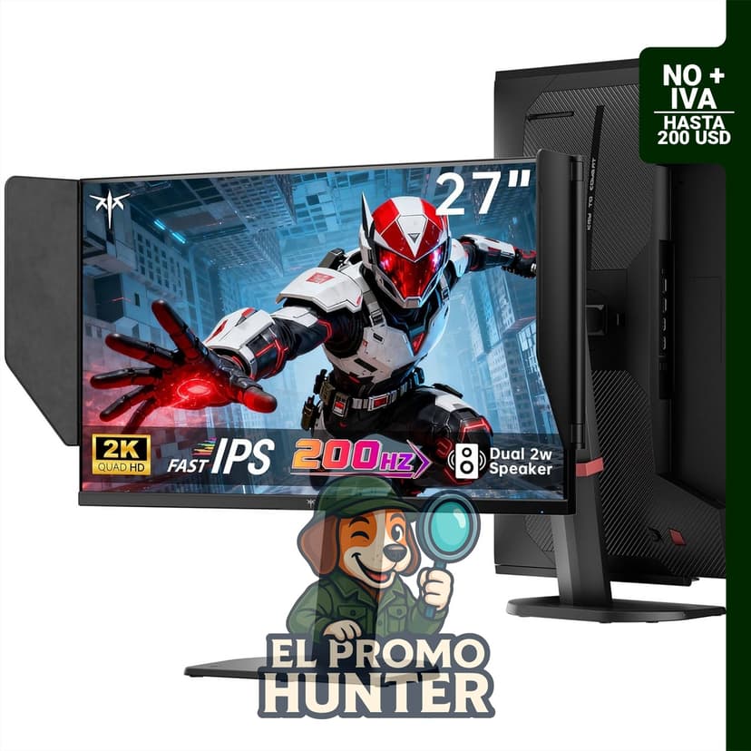 Monitor KTC 27M1 de 27" (68.6 cm) 2K QHD, 200Hz, con altavoces integrados y sincronización adaptativa.