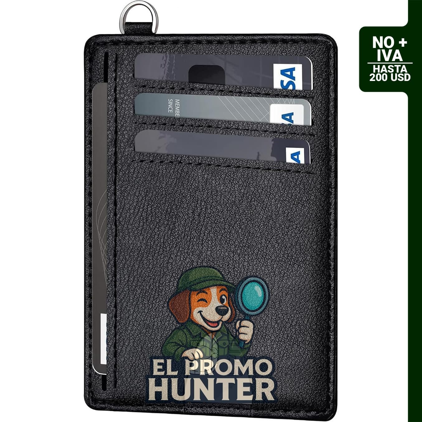Cartera minimalista delgada con bloqueo RFID, diseñada para llevar tarjetas de forma compacta.