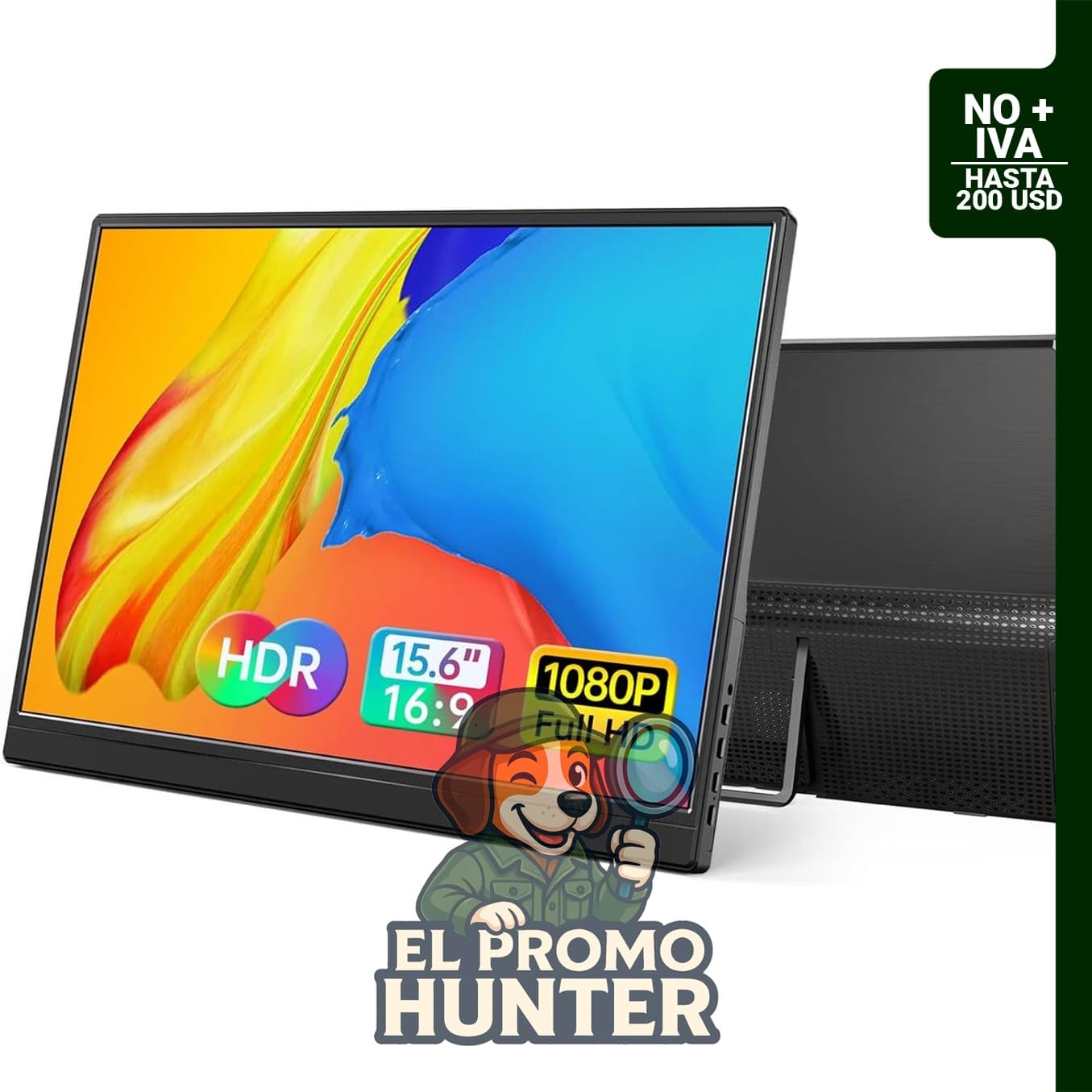 Monitor portátil Yxk de 15.6" (39.6 cm) 1080P, conexión USB-C y HDMI, diseño ultradelgado.