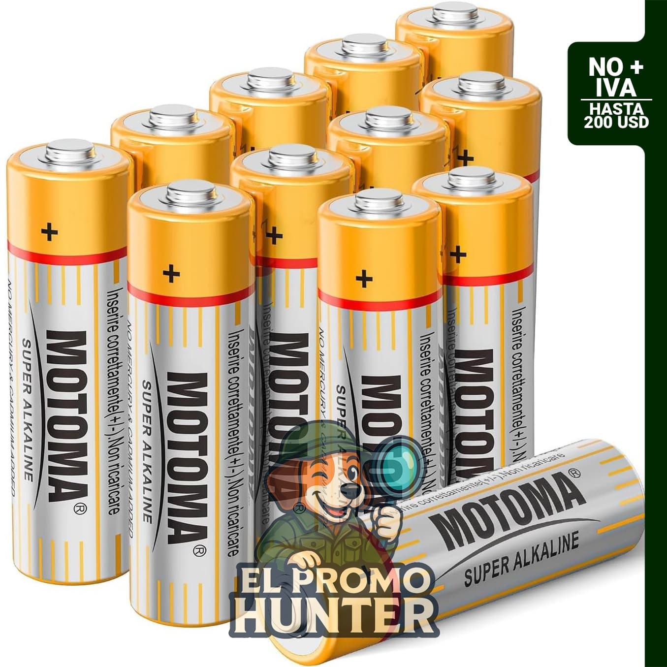 Baterías alcalinas AA de 1.5 V, paquete de 12, 1920 mAh, duración de 10 años.