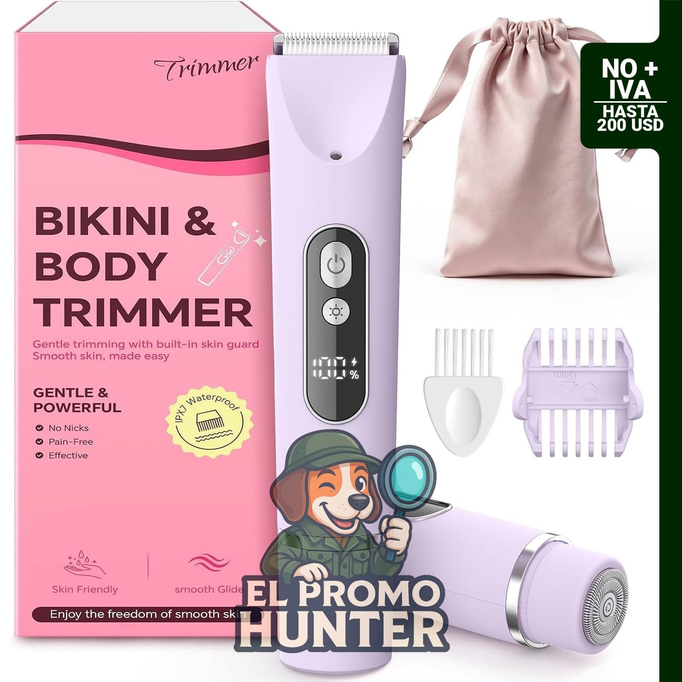 Recortadora de bikini eléctrica para mujer, impermeable, uso en húmedo y seco, inalámbrica.