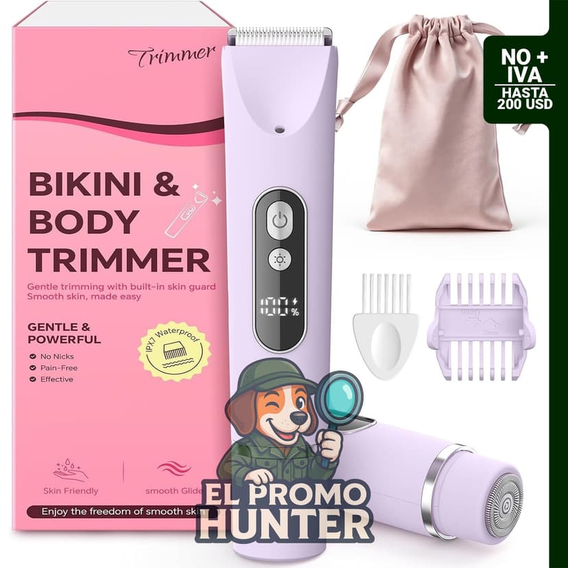 Recortadora de bikini eléctrica para mujer, impermeable, uso en húmedo y seco, inalámbrica.