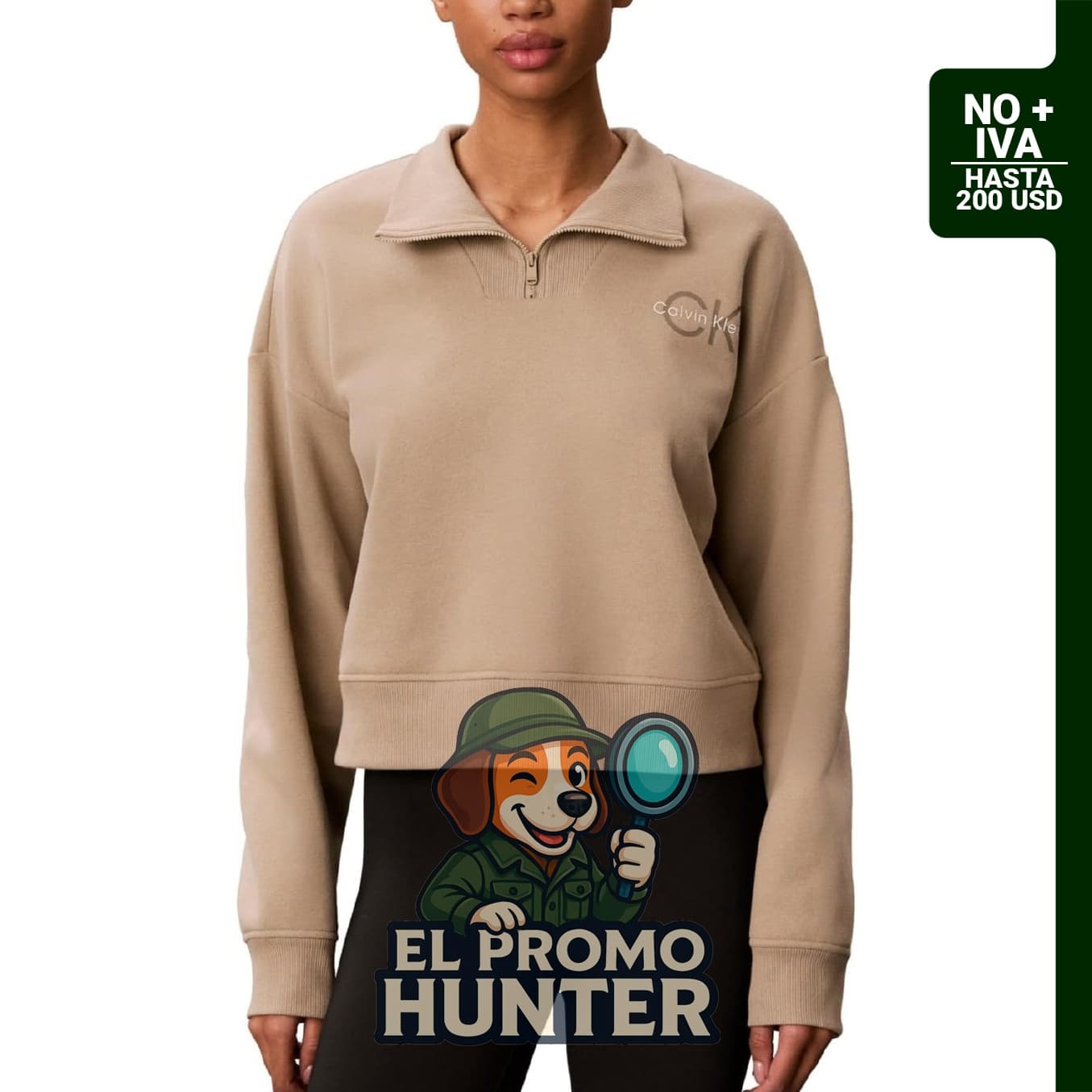 Sudadera con cremallera de rizo francés para mujer de Calvin Klein.