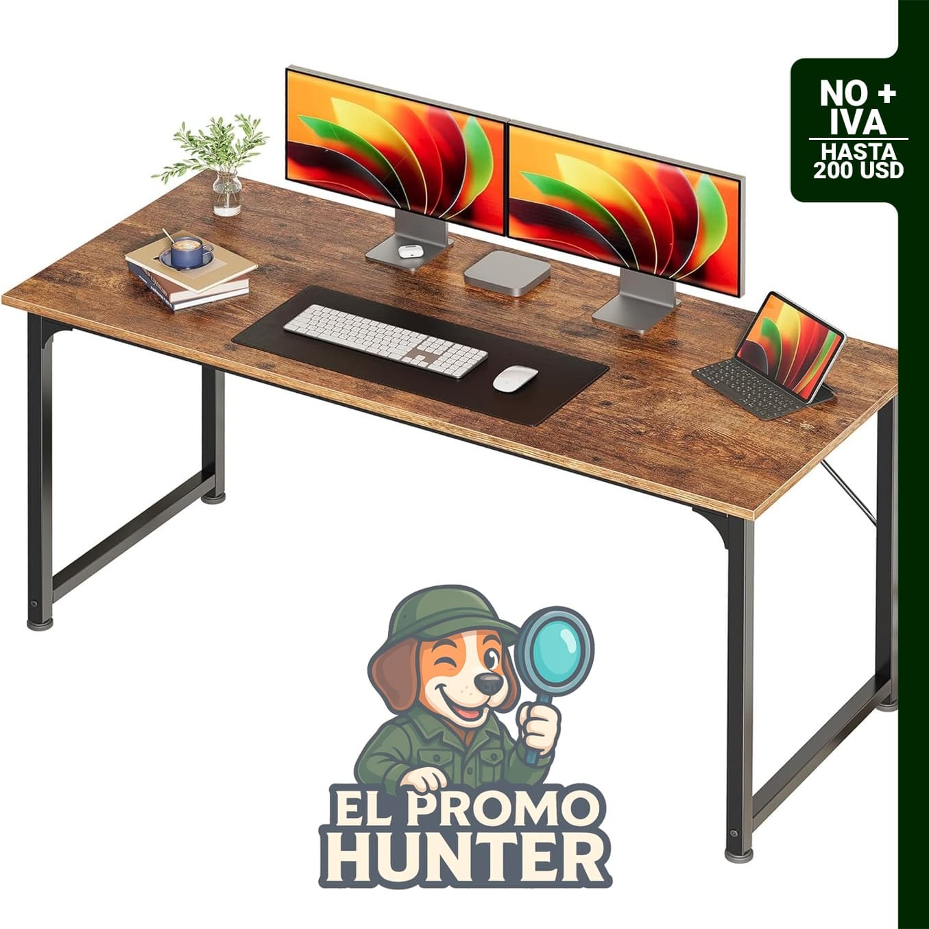 Escritorio para computadora de 55" (140 cm) con marco de metal, diseñado para oficina en casa y juegos.