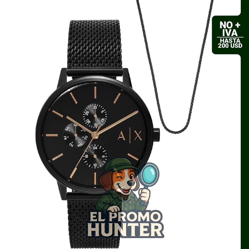 Reloj A|X Armani Exchange para hombre con pantalla analógica y correa de acero inoxidable o cuero.