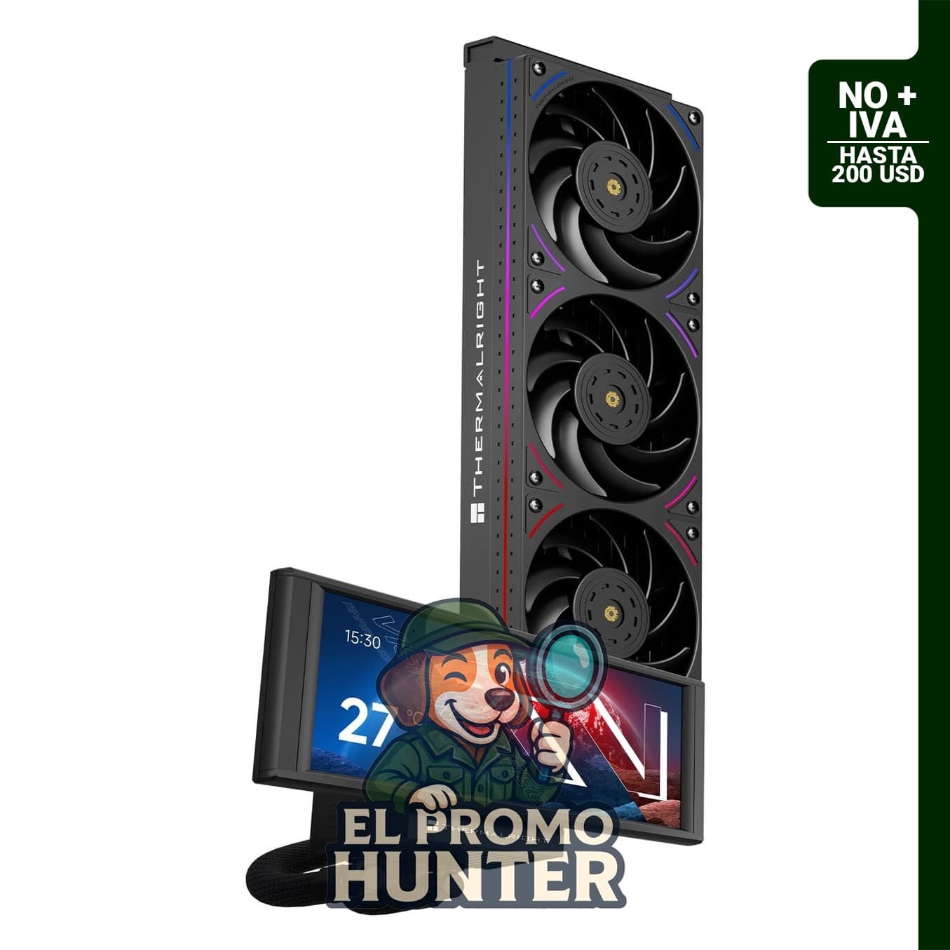 Enfriador AIO de CPU Thermalrlght Trofeo Vision 360 ARGB, refrigeración por agua, pantalla IPS de 6.86" (17.4 cm) 1280 x 480, compatible con AM4/AM5, LGA1851/1700.