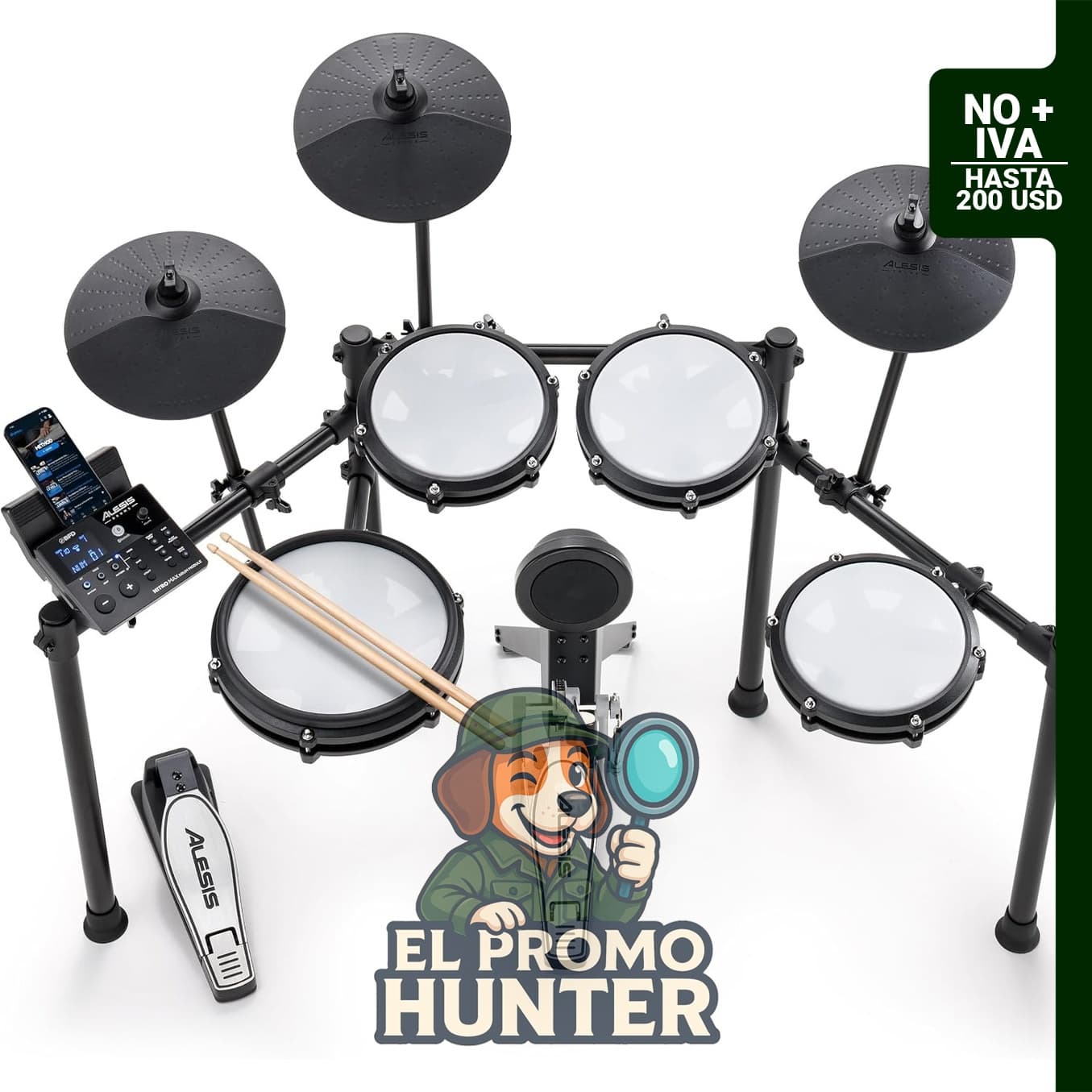 Kit de batería eléctrica Alesis Nitro Max con almohadillas de malla silenciosas y caja de doble zona de 10" (25 cm).