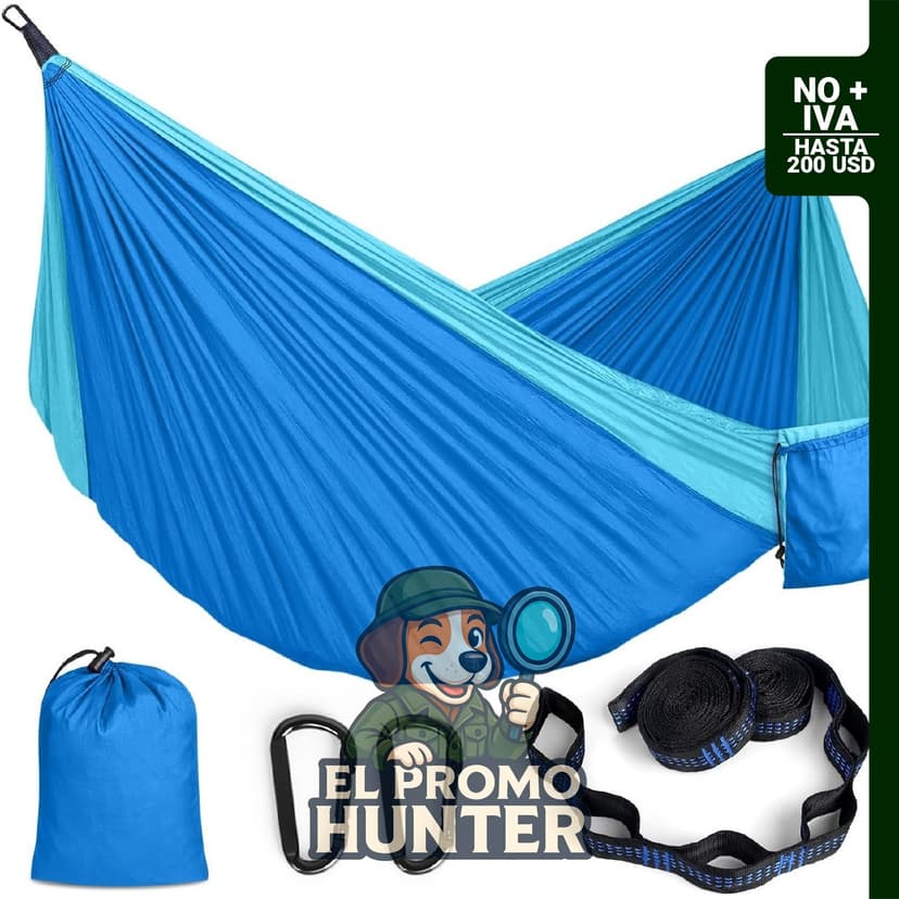 Hamaca de campamento MOSFiATA, resistente hasta 317.5 kg, incluye 2 correas para árbol y bolsa de transporte.