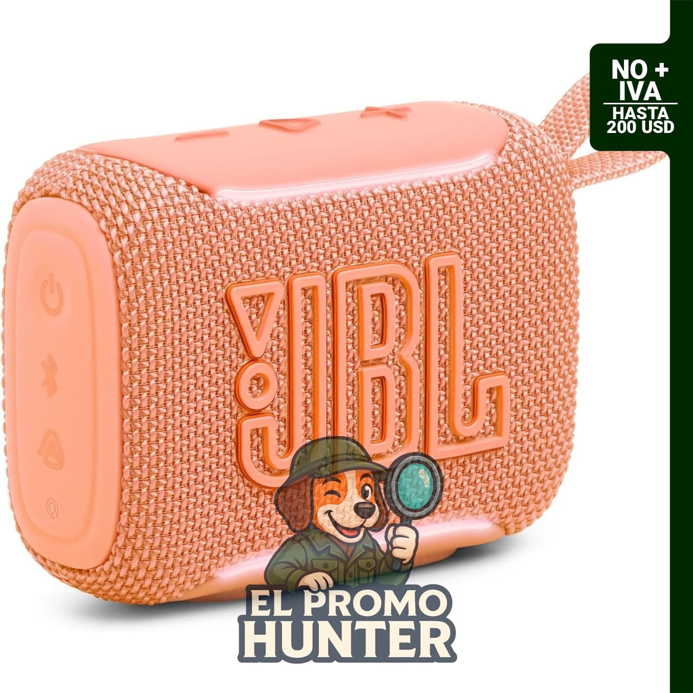 Altavoz Bluetooth JBL Go 5, impermeable IP68, con iluminación ambiental y hasta 10 h de batería.