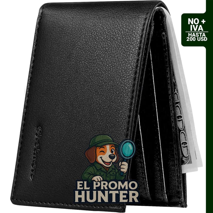 Cartera delgada para hombre con bloqueo RFID, bolsillo frontal y tarjetero, color Alaska Marrón.