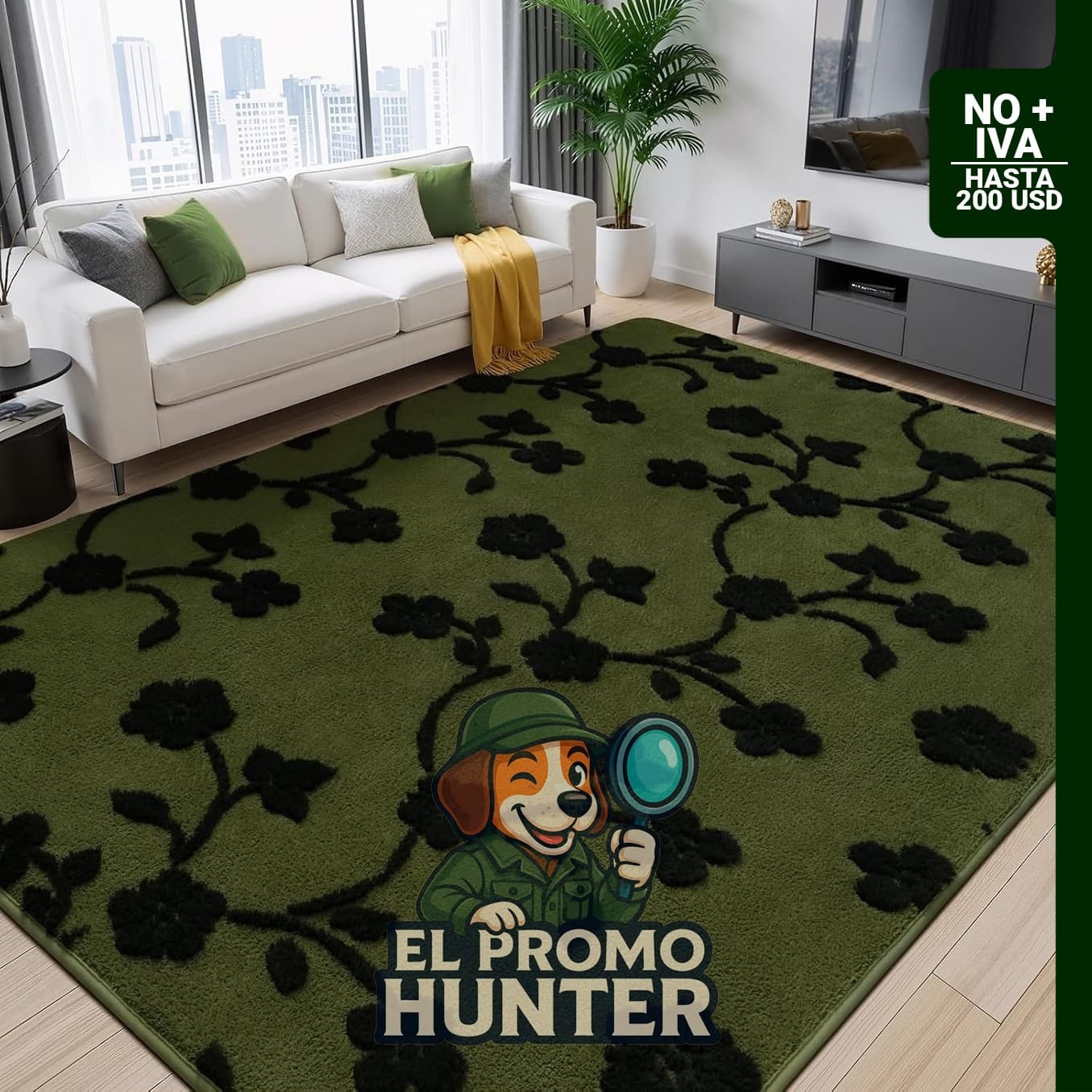 Alfombra de área de 122 x 183 cm con espuma viscoelástica, antideslizante, para sala de estar y dormitorio.