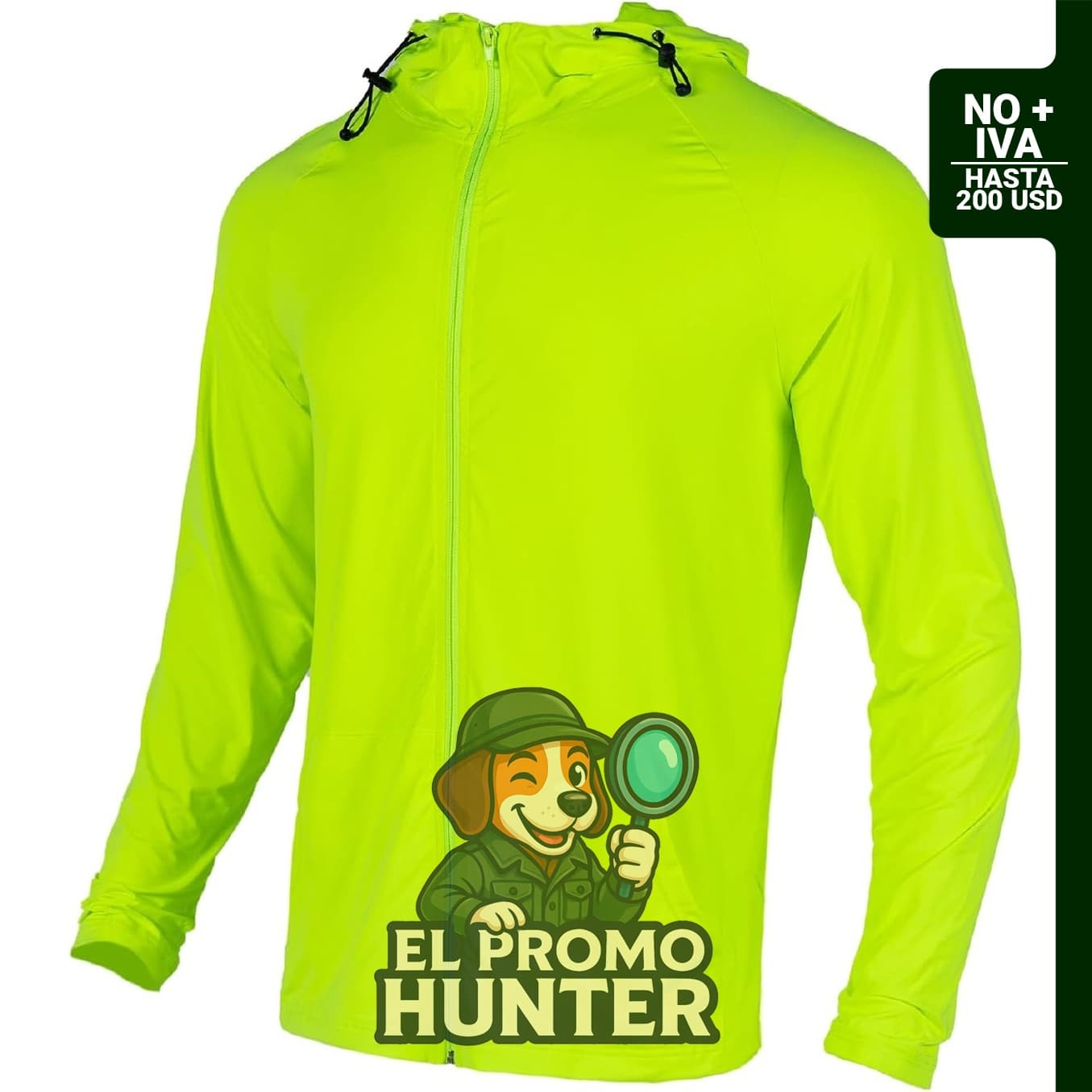 Camisa de alta visibilidad con capucha y cremallera, protección UPF 50+.