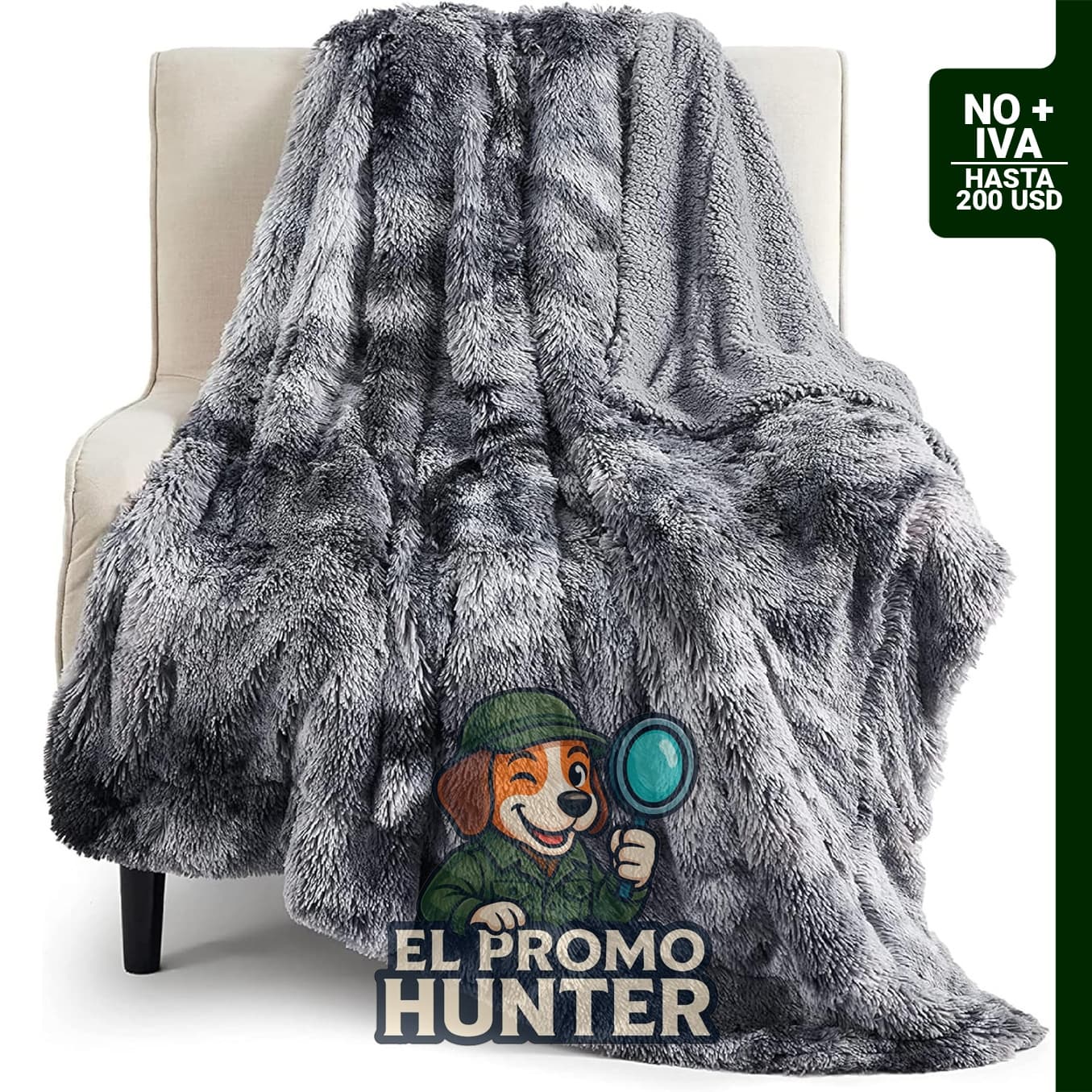 Manta Sherpa reversible de piel sintética, suave y cálida.