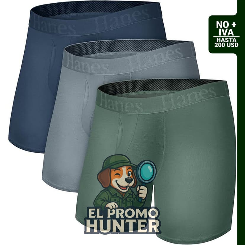 Paquete de 3 bóxers para hombre de Hanes, confeccionados en viscosa de bambú.