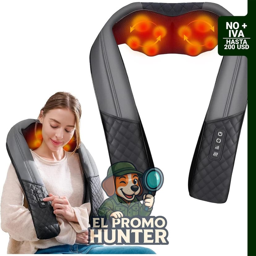 Masajeador de cuello y hombros con calor, Shiatsu para espalda, hombros y piernas, con amasado 4D.