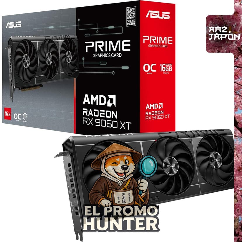 Tarjeta gráfica ASUS AMD Radeon RX 9060 XT de 16 GB GDDR6 OC Edition.