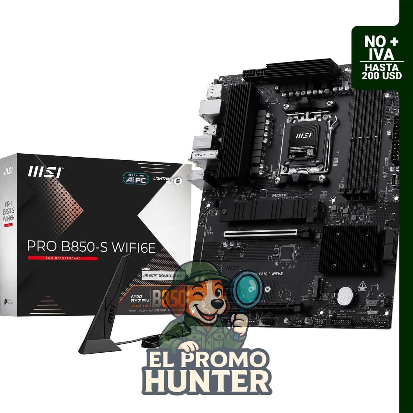 Placa base MSI PRO B850-S WIFI6E ATX, compatible con procesadores AMD Ryzen 9000/8000/7000, AM5.