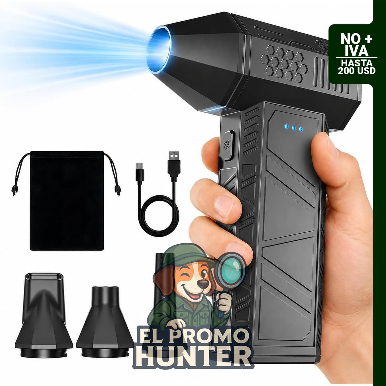 Plumero de aire comprimido YOTON, soplador eléctrico recargable de 110000 RPM, incluye 4 boquillas y bolsa.
