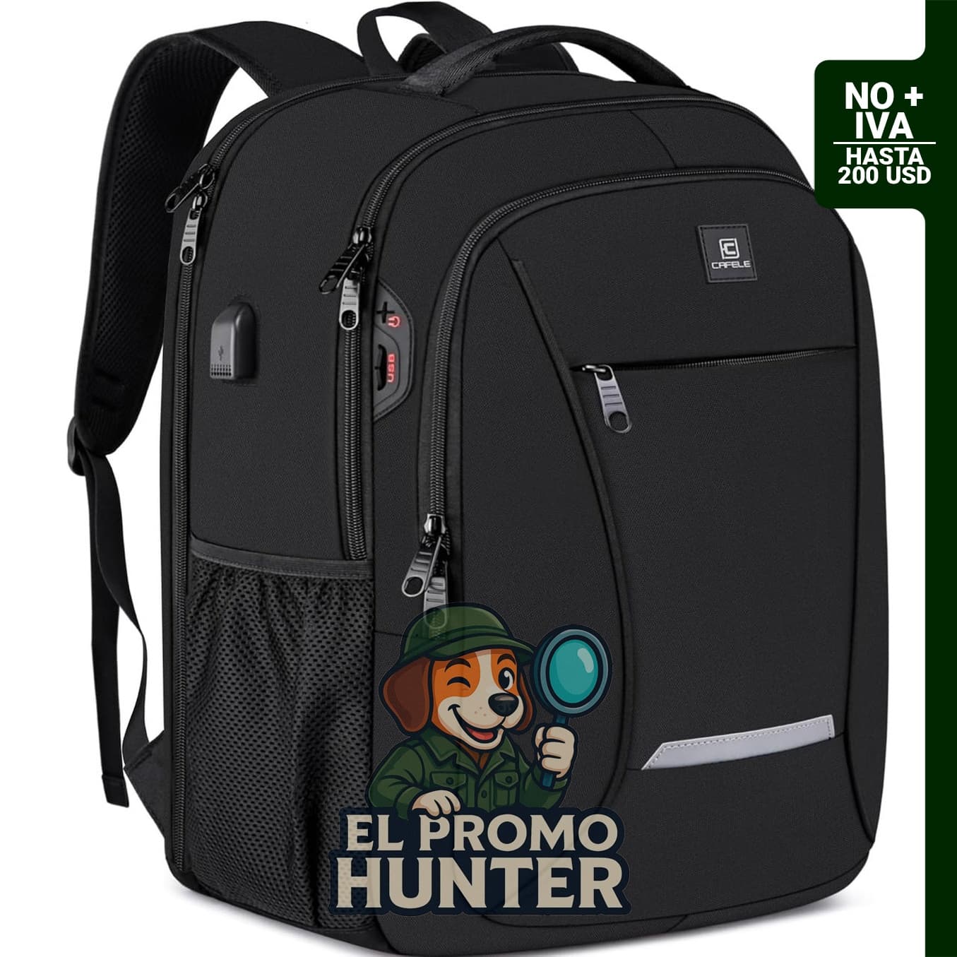 Mochila para laptop de 17.3" (43.9 cm), repelente al agua, con puerto de carga USB.